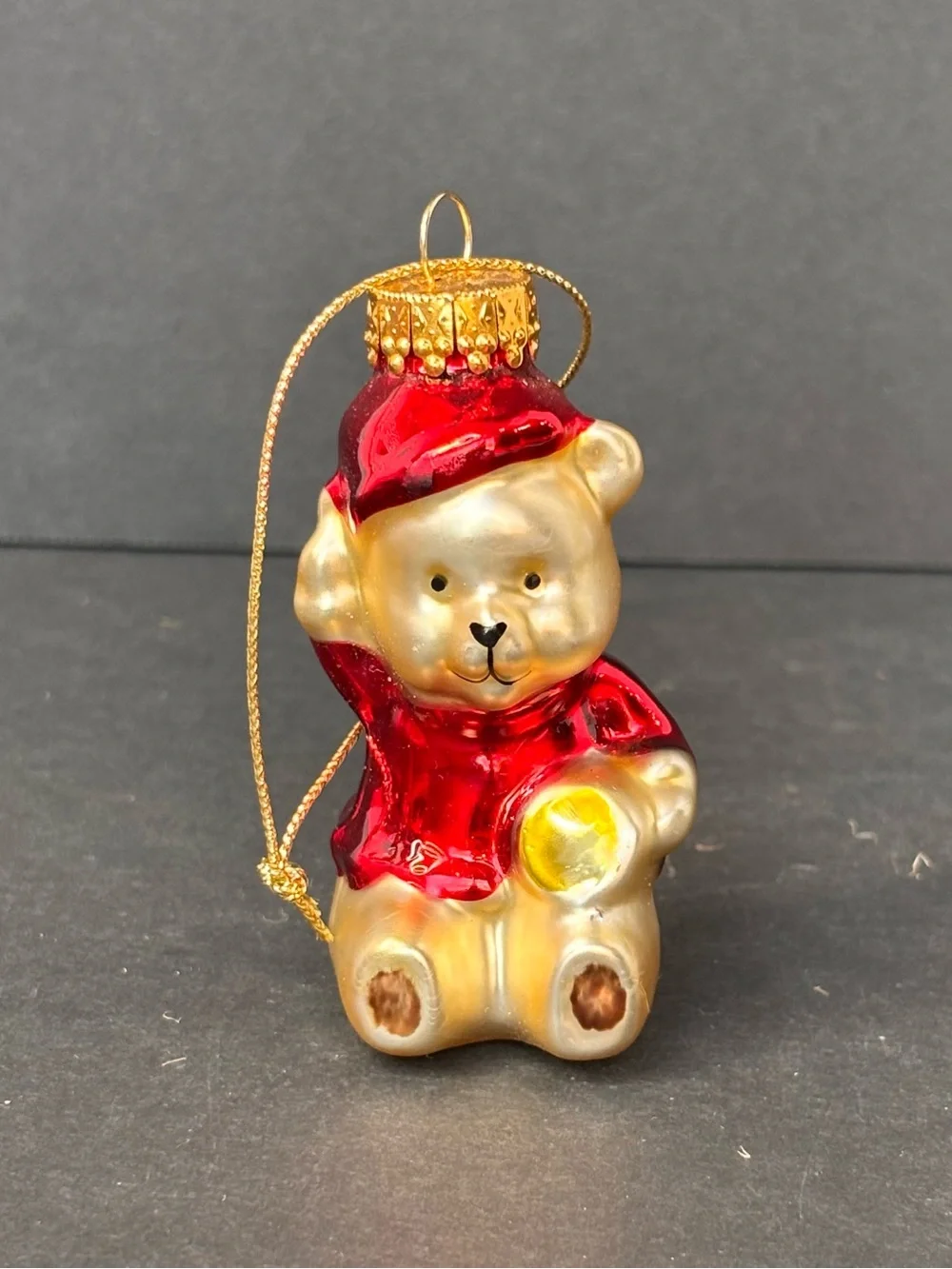 Vtg G&D (Gloria Duchin) Christmas Ornament Blown Glass Teddy Bear 3”